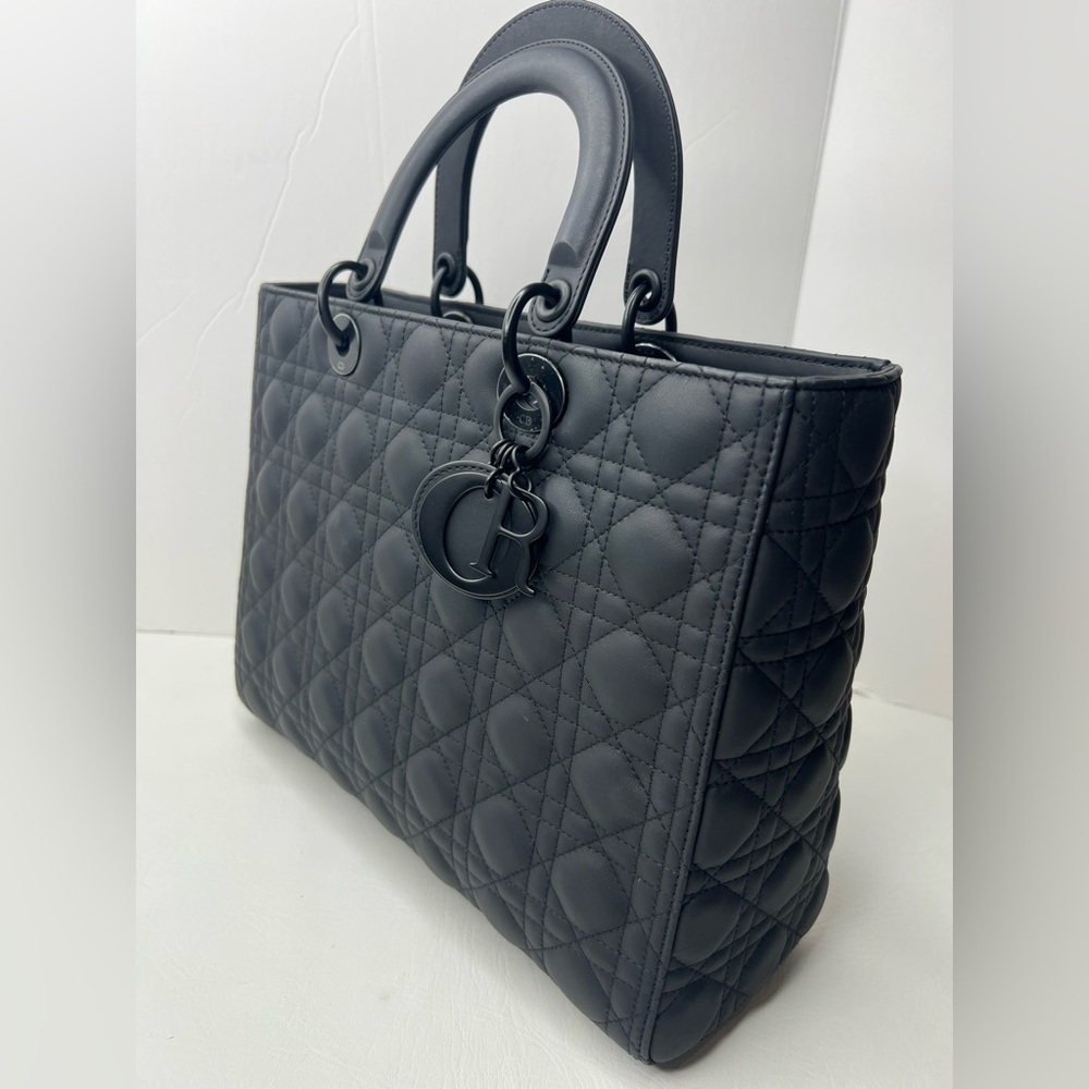 Christian Dior Lady Cannage So Black Large ultramatte calfskin - Picture 3 of 10